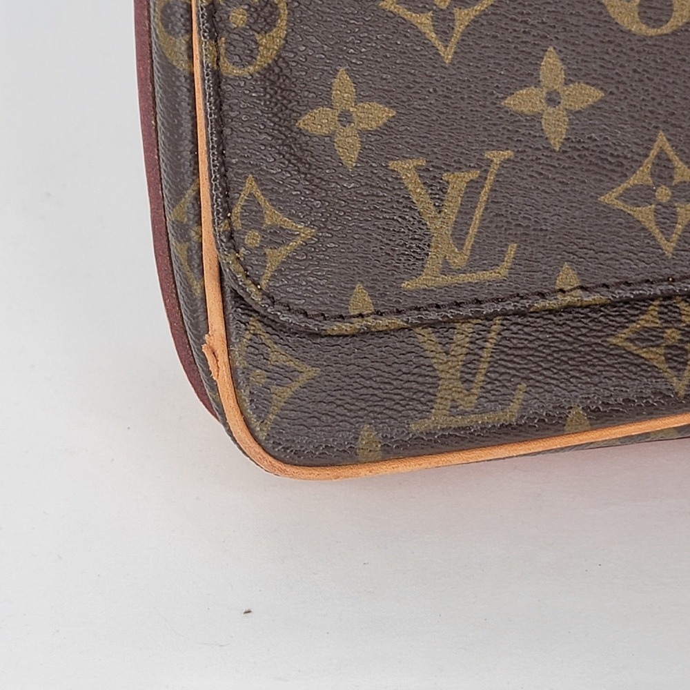 Louis Vuitton Cartouchiere Monogram Canvas Crossbody Bag Vintage Brown Leather - Picture 14 of 16